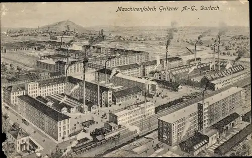 Ak Durlach Karlsruhe Baden Württemberg, Maschinenfabrik Gritzner AG, Fabrikgelände