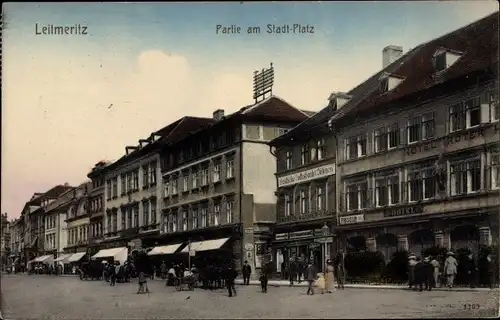 Ak Litoměřice Leitmeritz Region Aussig, Partie am Stadtplatz, Hotel