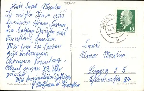 Ak Arnstadt in Thüringen, Gesamtansicht