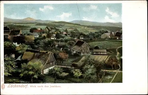 Ak Lückendorf Oybin in Sachsen, Stadtpanorama, Felder, Hütten