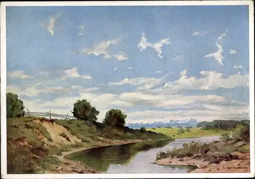 Künstler Ak Staudenmaier, Rud., Voralpenlandschaft