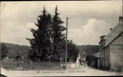 Ak Vieux Moulin Oise, Ortsansicht, Straße