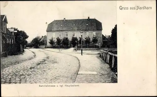 Ak Nordhorn in der Grafschaft Bentheim, Bahnhofstraße, Hauptzollamt