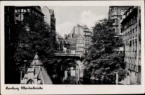 Ak Hamburg Altstadt, Blick auf die Ellerntorbrücke, Häuser