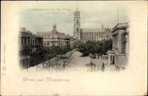 Ak Magdeburg an der Elbe, Augustastraße, Kgl. Palais