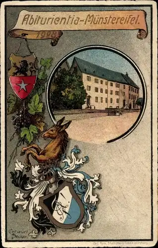 Studentika Künstler Ak Decker, Bad Münstereifel in Nordrhein Westfalen, Abiturientia 1908