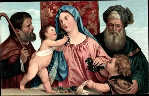 Künstler Ak Vecelli, Tiziano, Die heilige Familie, Kirschen Madonna