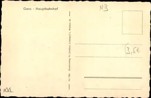 Ak Gera in Thüringen, Hauptbahnhof