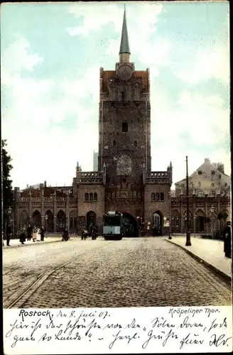 Ak Hansestadt Rostock, Kröpeliner Tor mit Straßenbahn