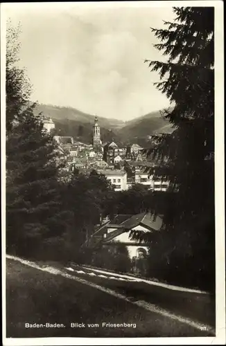 Ak Baden Baden am Schwarzwald, Stadtansicht vom Friedensberg