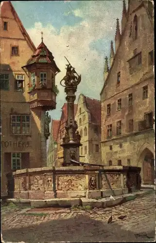 Künstler Ak Frank J., Rothenburg o. T., Ein Brünnlein...