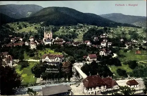 Ak Forbach im Schwarzwald, Totale mit Bahnhotel Friedrichshof