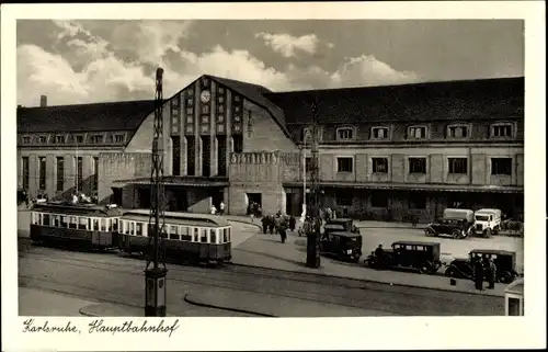 Ak Karlsruhe in Baden Württemberg, Hauptbahnhof, Außenansicht