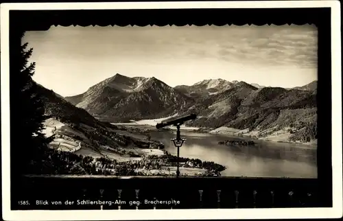 Ak Schliersee in Oberbayern, Blick von der Schliersberg Alm geg. Brecherspitze