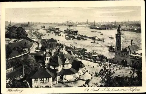 Ak Hamburg Mitte St. Pauli, Fährhaus und Hafen