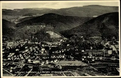 Ak Jugenheim an der Bergstrasse Hessen, Fliegeraufnahme vom Ort