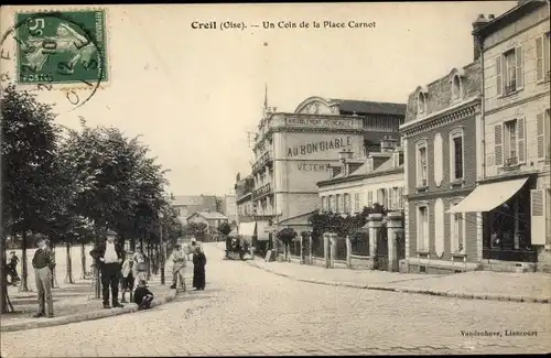 Ak Creil Oise, Un Coin de la Place Carnot