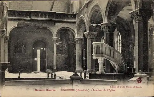 Ak Le Bonhomme Diedolshausen Elsass Haut Rhin, Interieur de l'Eglise