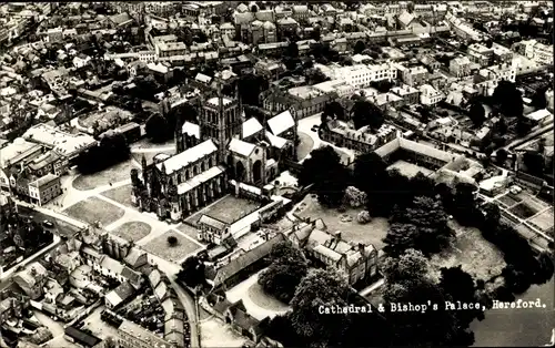 Ak Hereford West Midlands England, Cathedral & Bishop's Palace, Panorama