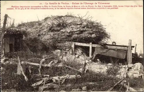 Ak Verdun Meuse, Le Bataille de Verdun, Ruines de l'Ouvrage de Thiaumont