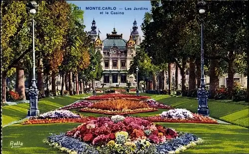 Ak Monte Carlo Monaco, Les Jardins et le Casino