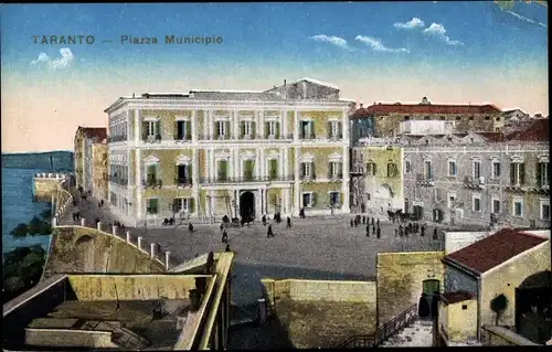 Ak Tarent Taranto Puglia, Piazza Municipio, Stadtansicht