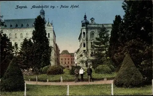 Ak Zagreb Kroatien, Akademicki trg., Palas Hotel