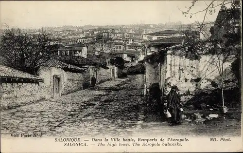 Ak Saloniki Thessaloniki Griechenland, Dans la Ville, Remparts de l'Acropole