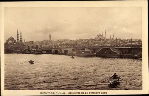Ak Konstantinopel Istanbul Türkei, Blick auf den Ort, Ruderboot, Moschee