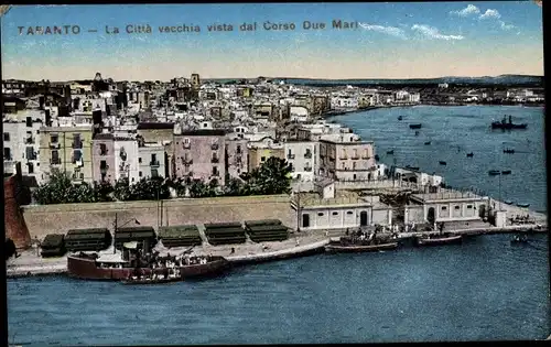 Ak Taranto Puglia Italien, La Cita vecchia vista dal Corso Due Mari