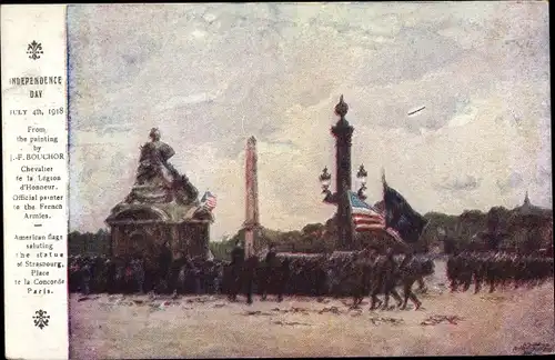 Künstler Ak Bouchoir, J. F., Independence Day 1918, Paris Place de la Concorde, American Red Cross