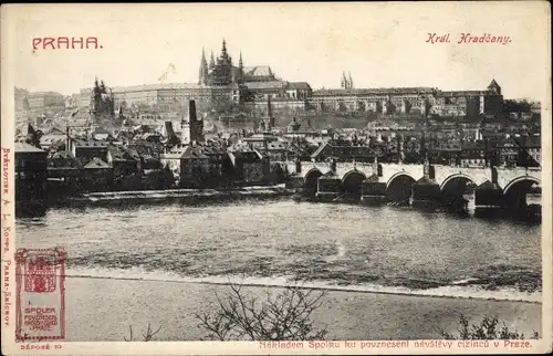 Ak Praha Prag Tschechien, Kral. Hradčany,  Hradschin, Panorama, Brücke