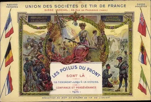 Ak Union des Societes de Tir de France, Les Poilus du Front, Soldaten