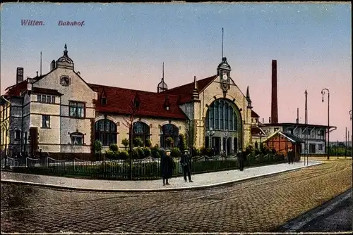 Ak Witten an der Ruhr, Bahnhof, Straßenseite