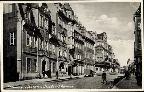 Ak Mittweida in Sachsen, Rochlitzer Straße, Rathaus