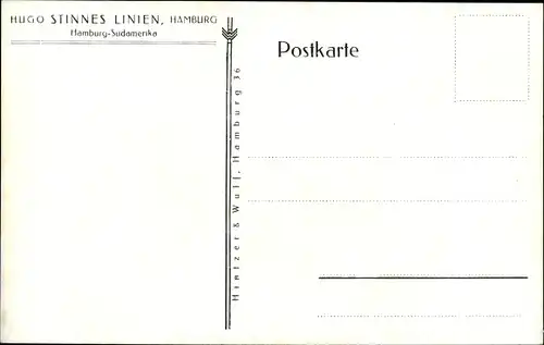 Künstler Ak Hugo Stinnes Linien, Dampfer Hamburg Südamerika