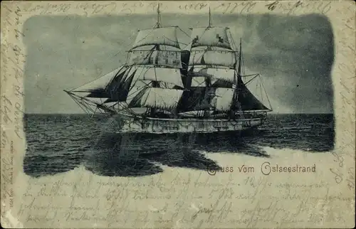 Ak Gruß vom Ostseestrand, Segelschiff