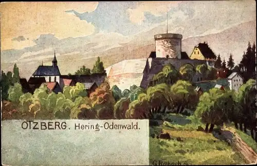 Künstler Ak Rothgeb., G., Otzberg, Blick auf Hering Odenwald, Teilansicht