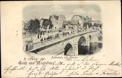 Ak Magdeburg, Zollbrücke, Werder