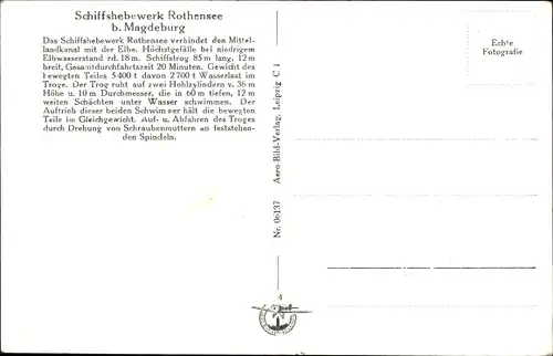 Ak Rothensee Magdeburg, Schiffshebewerk, Schleusenanlage, Mittellandkanal