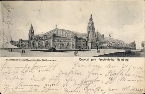 Ak Hamburg, Blick auf den Hauptbahnhof