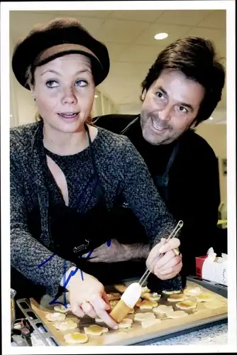 Ak Sänger Thomas Anders und Schauspielerin Annette Frier, Portrait, Autogramm