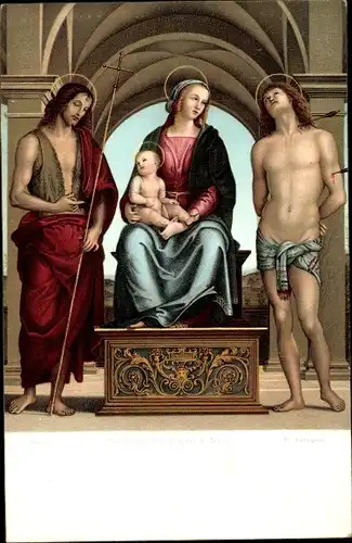 Künstler Ak Perugino, Pietro, Madonna col Figlio e Santi