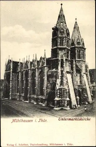Ak Mühlhausen im Thüringer Unstrut Hainich Kreis, Untermarktskirche