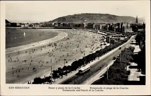 Ak Donostia San Sebastian Baskenland, Paseo y playa de la Concha