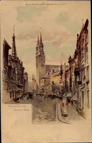 Künstler Litho Ritter, W., Magdeburg, Der Breite Weg