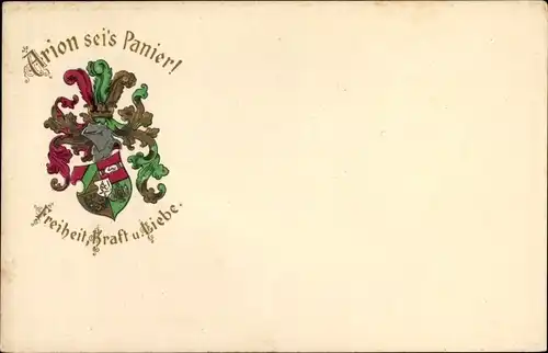 Studentika Präge Litho Leipzig in Sachsen, Arion sei's Panier, Wappen