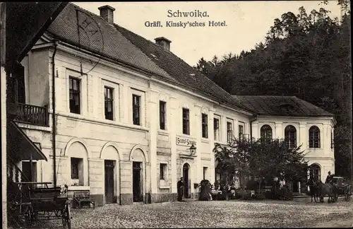 Ak Svojkov Schwoika Liberecký kraj Region Reichenberg, Gräfl. Kinsky'sches Hotel
