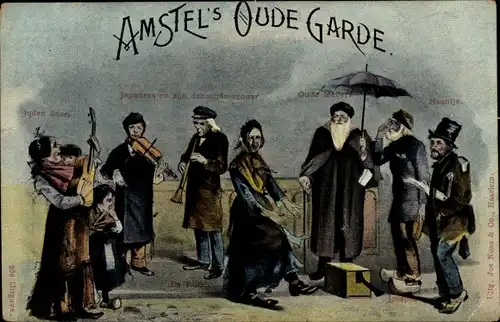 Ak Amstel's Oude Garde, Niederländische Tracht, Musikinstrumente, Joden Saar, Hanntje