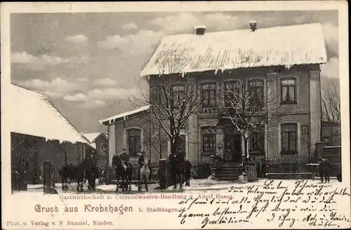 Ak Krebshagen Stadthagen in Niedersachsen, Gastwirtschaft und Kolonialwaren-Handlung
